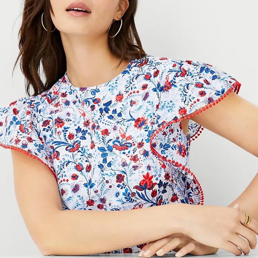 Ann Taylor Petite Floral Ruffle Sleeve Maxi Dress New - Picture 3 of 5